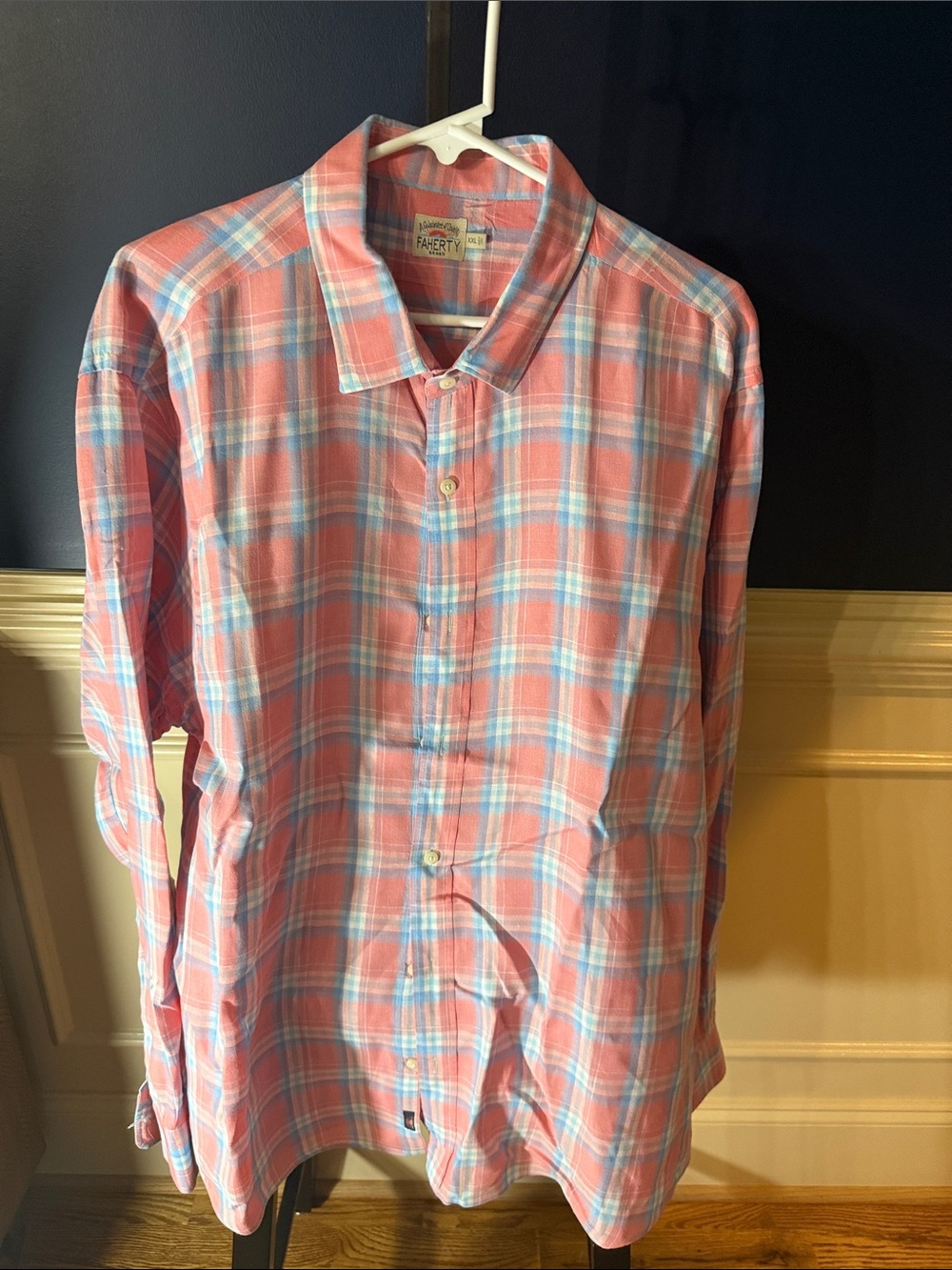 Faherty Pink and Light Blue Plaid Button-Down Shirt